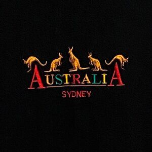 Sydney Australia Womens T-Shirt 2XL Black Embroidered Tourist Souvenir Colorful